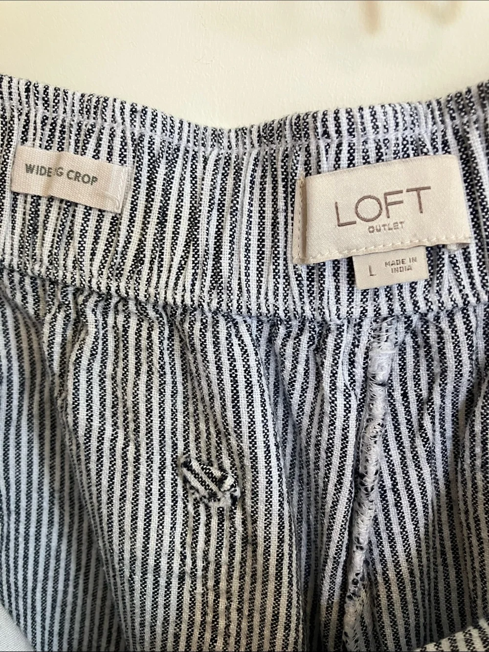 LOFT Blue and White Pinstripe Wide-Leg Capris